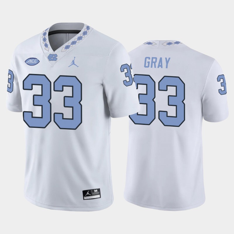 Mens North Carolina Tar Heels #33 Cedric Gray White College Football Game Jersey