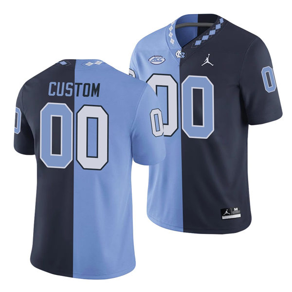 Mens Youth North Carolina Tar Heels Custom Blue Navy Split Edition College Football Jersey 