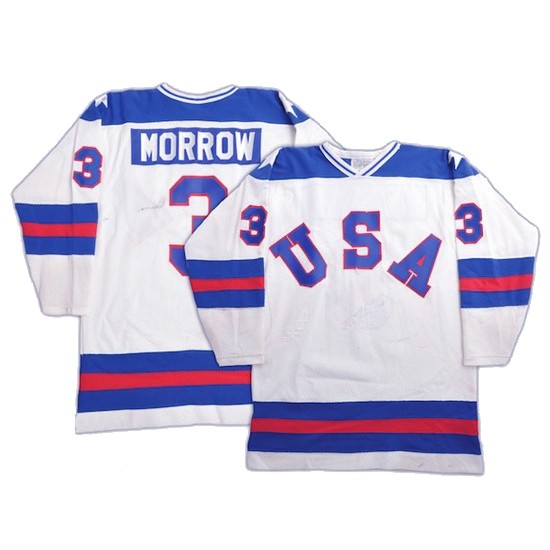 Men's #3 Ken Morrow 1980 Olympic CCM Throwback Miracle on Ice Team USA Hockey Jersey White 