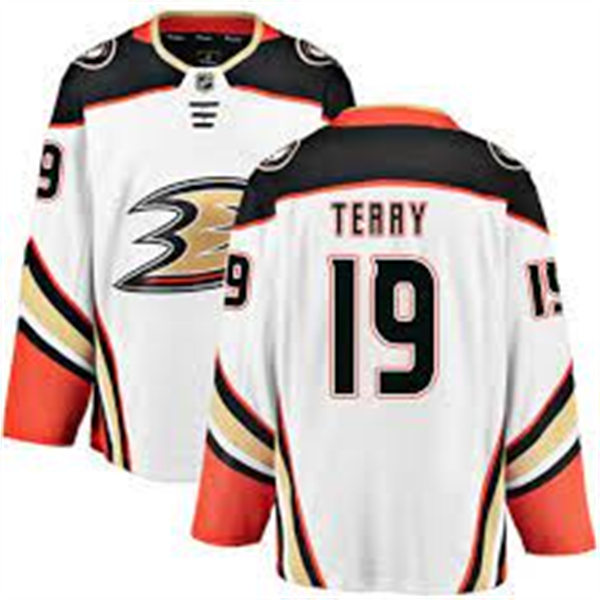 Mens Anaheim Ducks #19 Troy Terry  Adidas Away White Jersey