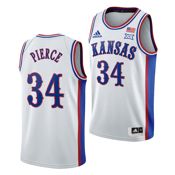 Mens Kansas Jayhawks 34 Paul Pierce White 1990s Throwback College