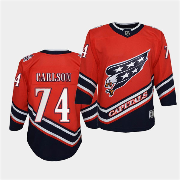 Youth Washington Capitals #74 John Carlson 2021 REVERSE RETRO JERSEYS Red