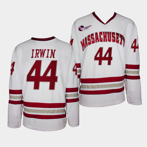 Mens Massachusetts Minutemen #44 Matt Irwin 2021 White Adidas Hockey Jersey
