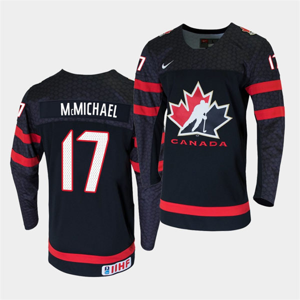 Mens Canada 2021 IIHF U18 World Championship #17 Connor McMichael Nike Black Jersey