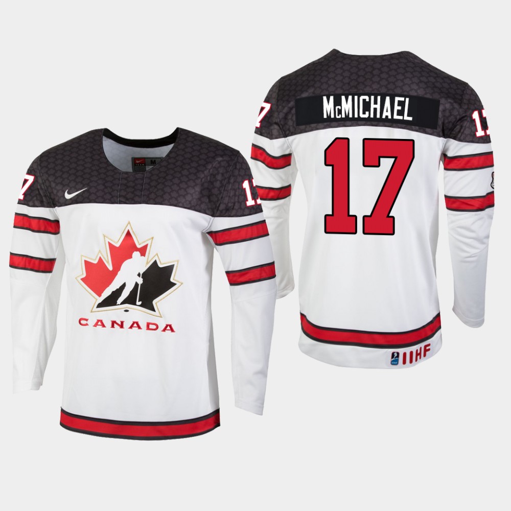 Mens Canada 2021 IIHF U18 World Championship #17 Connor McMichael Nike White Jersey