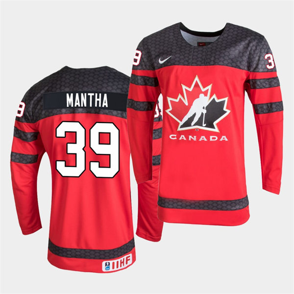 Mens Canada 2021 IIHF U18 World Championship #39 Anthony Mantha Nike Red Jersey