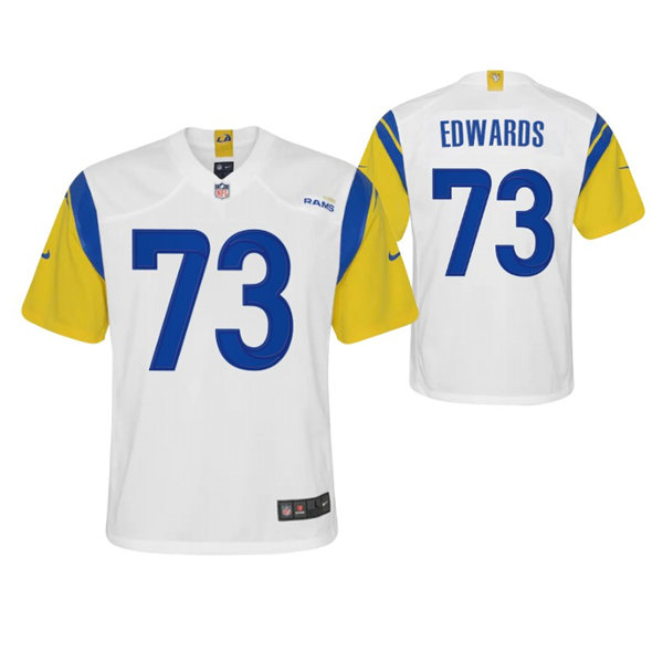 Youth Los Angeles Rams #73 David Edwards 2021 Nike White Modern Throwback Limited Jersey
