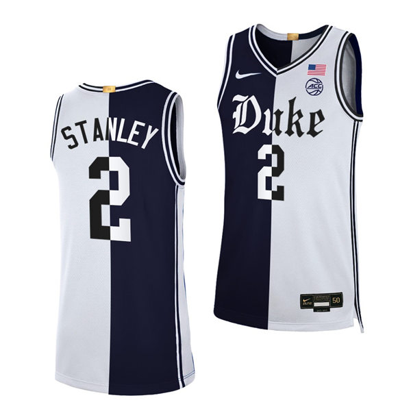 Mens Duke Blue Devils #2 Cassius Stanley Black White Split Edition Basketball Jersey