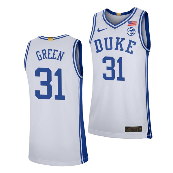 Mens Duke Blue Devils #31 Nyah Green Nike White College Basketball Game Jersey
