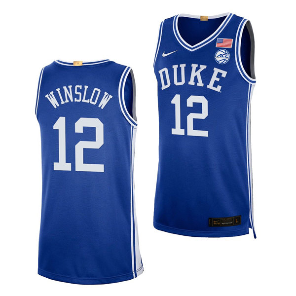 Mens Duke Blue Devils #12  Justise Winslow Nike Royal College Basketball Game Jersey