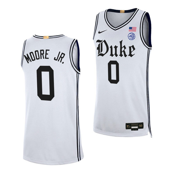 Mens Duke Blue Devils #0 Wendell Moore Jr 2021-22 White Cameron Brotherhood uniform Jersey