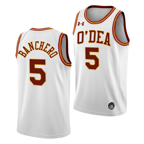 Mens #5 Paolo Banchero O'Dea High school Basketball Jersey Under Armour White