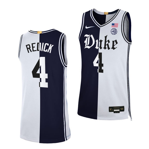 Mens Duke Blue Devils Retired Player #4 JJ Redick Black White Split Edition Basketball Jersey