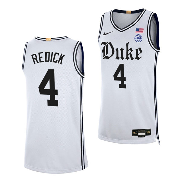 Mens Duke Blue Devils Retired Player #4 JJ Redick 2021-22 White Cameron Brotherhood uniform Jersey