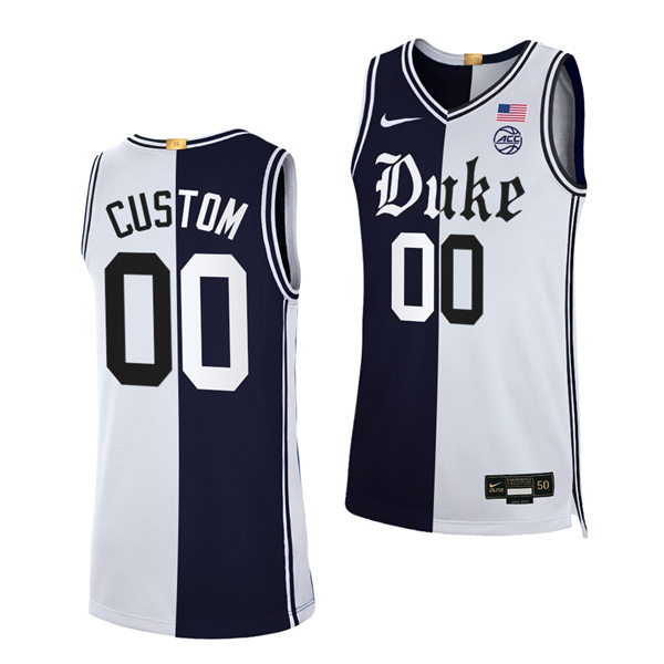 Mens Youth Duke Blue Devils Custom 2021-22 Black White Cameron Brotherhood Split Edition Basketball Limited Jersey