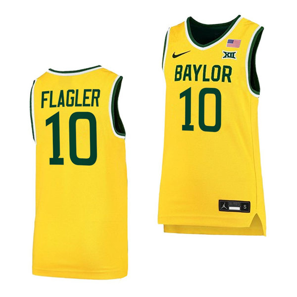 Mens Baylor Bears #10 Adam Flagler Nike Gold College Basketball Game Jersey