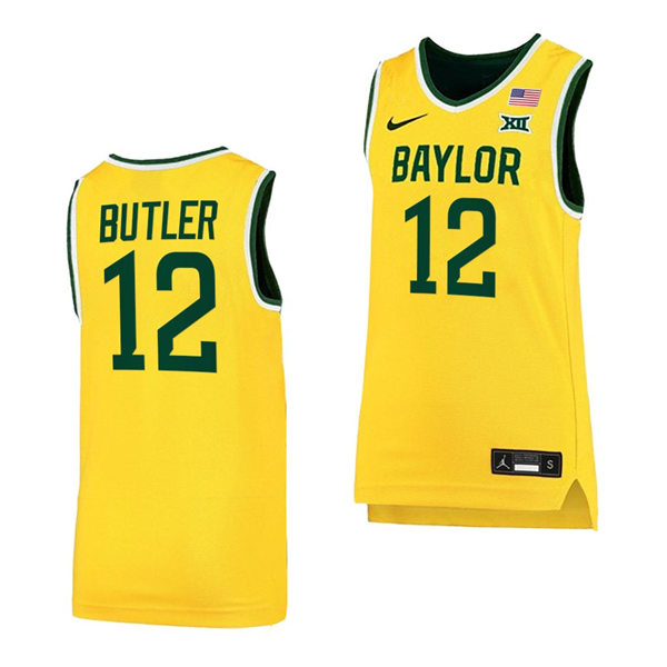 Mens Baylor Bears #12 Jared Butler Nike Gold College Basketball Game Jersey