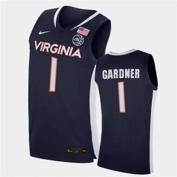 Mens Virginia Cavaliers #1 Jayden Gardner Nike 2021-22 Navy Road College Basketball Game Jersey