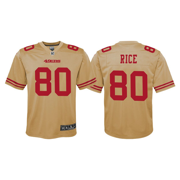 Youth San Francisco 49ers Retired Player #80 Jerry Rice Gold Inverted Game ersey