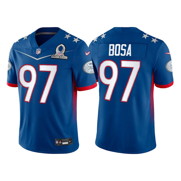 Mens San Francisco 49ers #97 Nick Bosa Royal 2022 NFC Pro Bowl Game Jersey