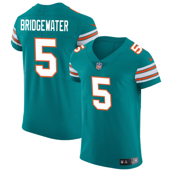 Mens Miami Dolphins #5 Teddy Bridgewater Nike Aqua Retro Alternate Vapor Limited Jersey