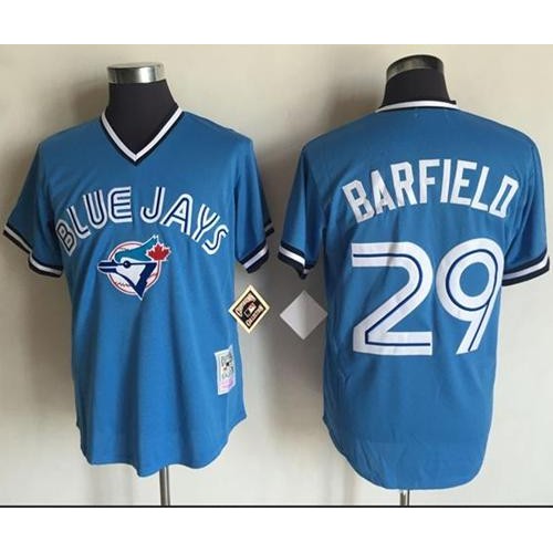 Mens Toronto Blue Jays Retired Player #29 Jesse Barfield Blue Pullover Throwback Jersey