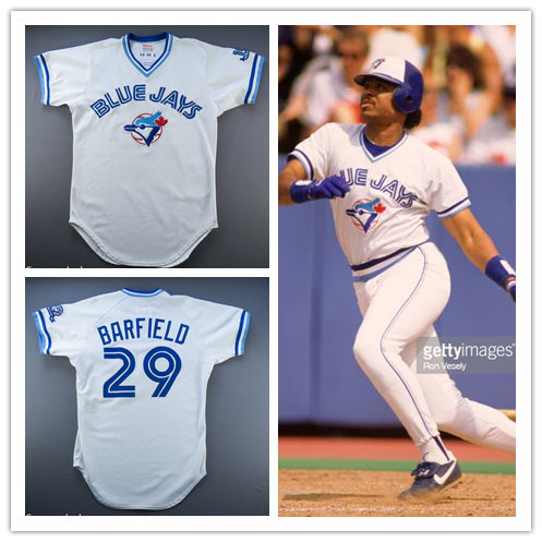 Mens Toronto Blue Jays Retired Player #29 Jesse Barfield 1986 Batting Champion Game Used Cooperstown Jersey