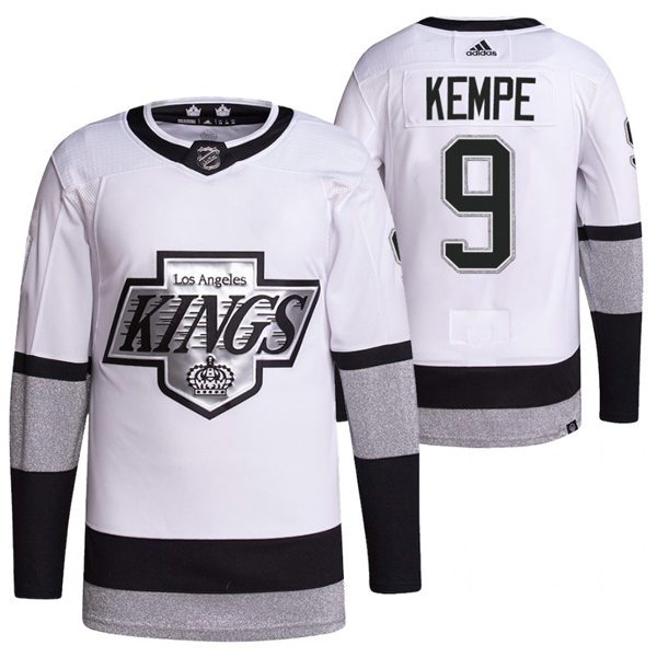 Men's Los Angeles Kings #9 Adrian Kempe adidas 2022 White Alternate Primegreen Jersey