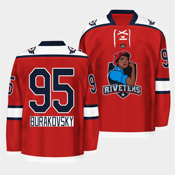 Men's Metropolitan Riveters #95 Andre Burakovsky 2022 Red Black Rosie History Month Jersey