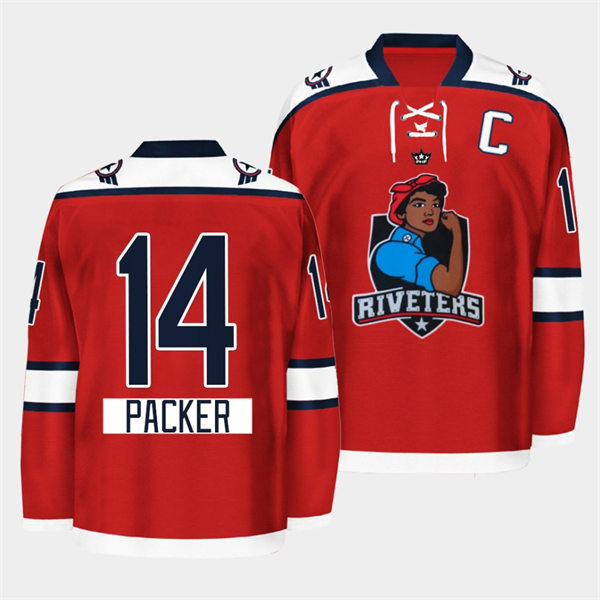 Men's Metropolitan Riveters #14 Madison Packer 2022 Red Black Rosie History Month Jersey