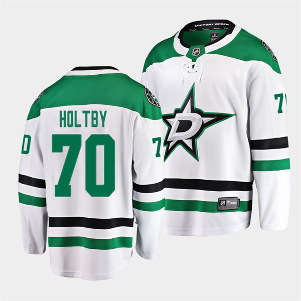 Men's Dallas Stars #70 Braden Holtby adidas White Away Jersey