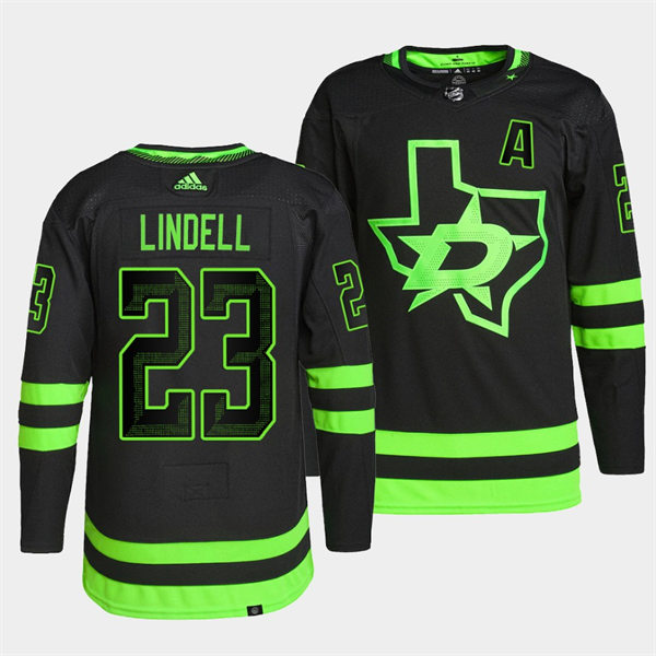 Men's Dallas Stars #23 Esa Lindell Fanatics Blackout Alternate Premium Jersey