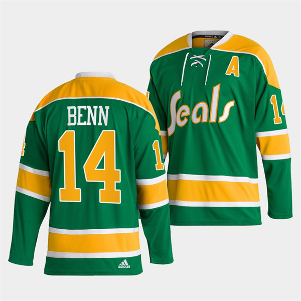 Men's California Golden Seals #14 Jamie Benn adidas Green Team Classics Jersey