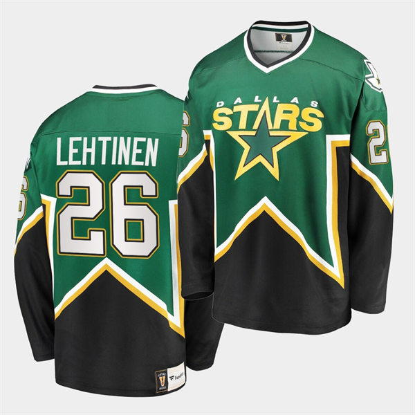 Men's Dallas Stars Retired Player #26 Jere Lehtinen Green Black Heritage Vintage Premier Jersey