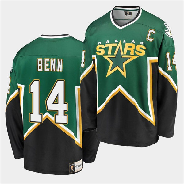 Men's Dallas Stars #14 Jamie Benn Green Black Heritage Vintage Premier Jersey