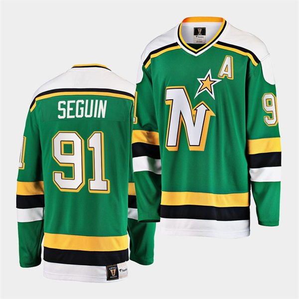 Mens Minnesota North Stars #91 Tyler Seguin Green Premie Heritage Vintage Jersey