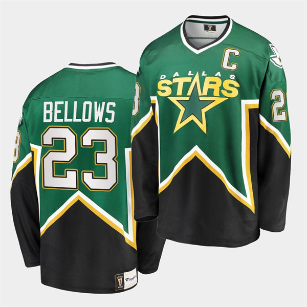 Men's Dallas Stars Retired Player #23 Brian Bellows Green Black Heritage Vintage Premier Jersey