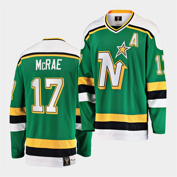 Mens Minnesota North Stars #17 Basil McRae Green Premie Heritage Vintage Jersey