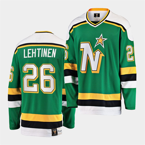 Mens Minnesota North Stars #26 Jere Lehtinen Green Premie Heritage Vintage Jersey