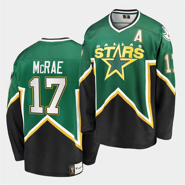 Men's Dallas Stars Retired Player #17 Basil McRae Green Black Heritage Vintage Premier Jersey