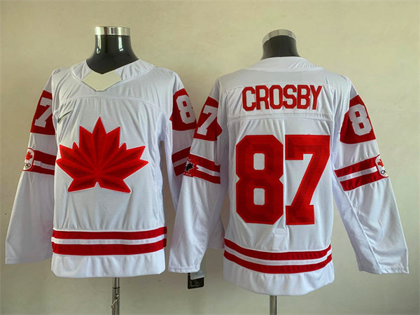 Mens Canada Hockey #87 Sidney Crosby 2022 Beijing Winter Olympic Jersey Nike White 