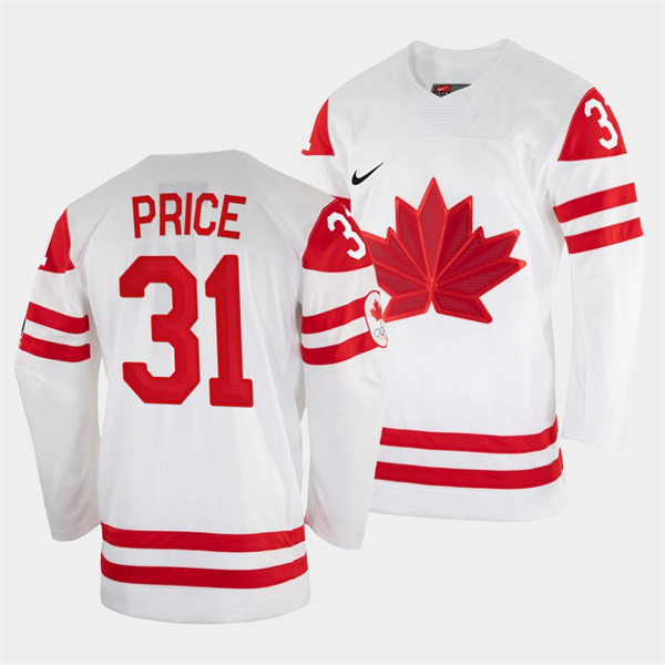 Mens Canada Hockey #31 Carey Price 2022 Beijing Winter Olympic Jersey Nike White