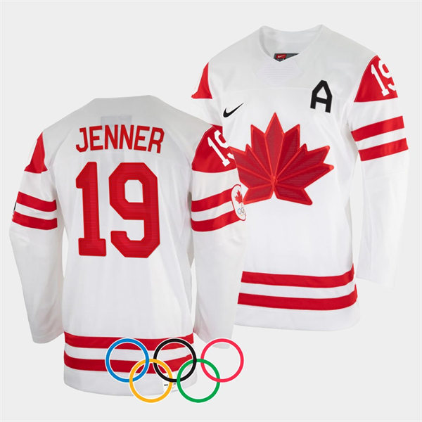 Mens Canada Hockey #19 Brianne Jenner 2022 Beijing Winter Olympic Jersey Nike White