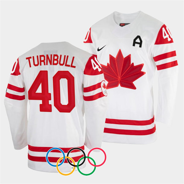 Mens Canada Hockey #40 Blayre Turnbull 2022 Beijing Winter Olympic Jersey Nike White