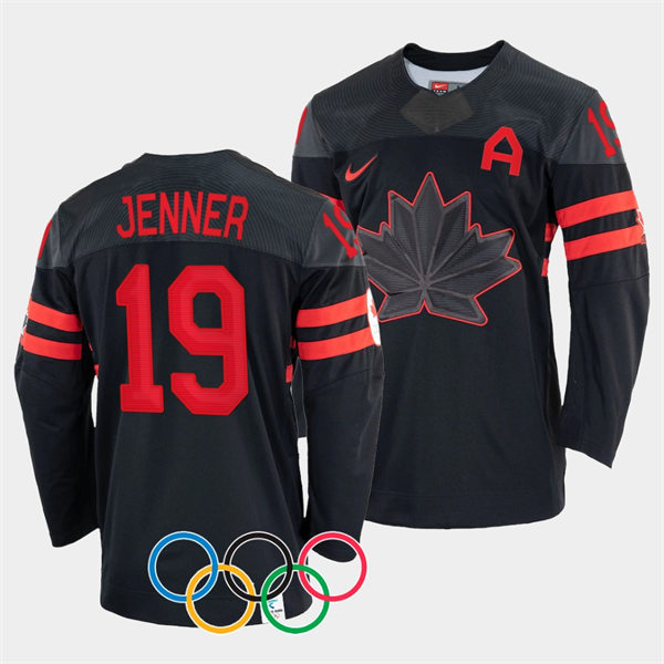 Mens Canada Hockey #19 Brianne Jenner Nike Black Alternate 2022 Beijing Winter Olympic Jersey