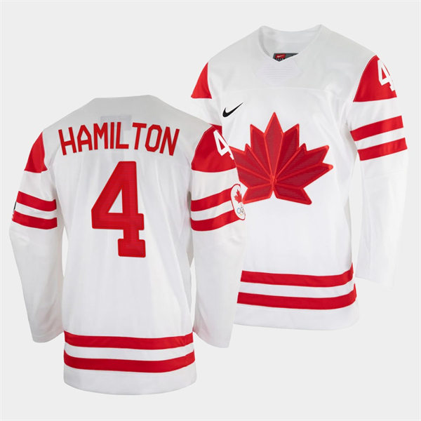 Mens Canada Hockey #4 Dougie Hamilton 2022 Beijing Winter Olympic Jersey Nike White
