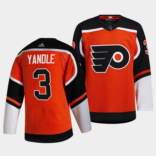 Mens Philadelphia Flyers #3 Keith Yandle adidas Orange 2020-21 Reverse Retro Jersey