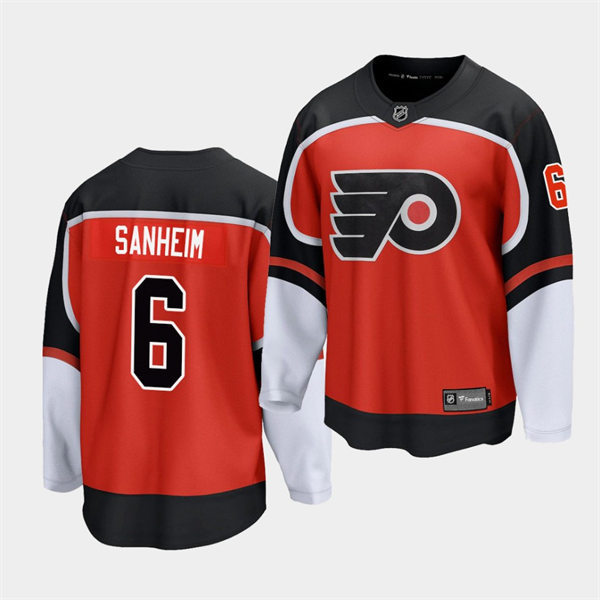 Mens Philadelphia Flyers #6 Travis Sanheim adidas Orange 2020-21 Reverse Retro Jersey