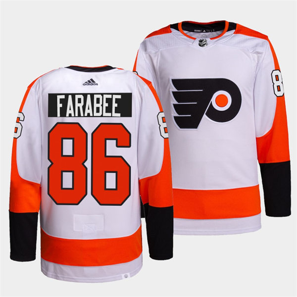 Mens Philadelphia Flyers #86 Joel Farabee adidas White Away Jersey