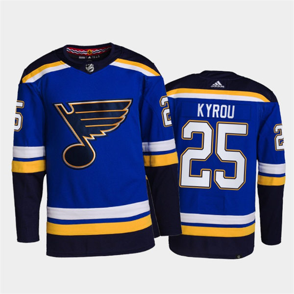 Mens St. Louis Blues #25 Jordan Kyrou adidas Blue Alternate Jersey